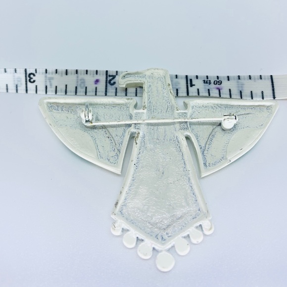 faux turquoise Thunderbird Enamel Vintage Brooch - Picture 4 of 4